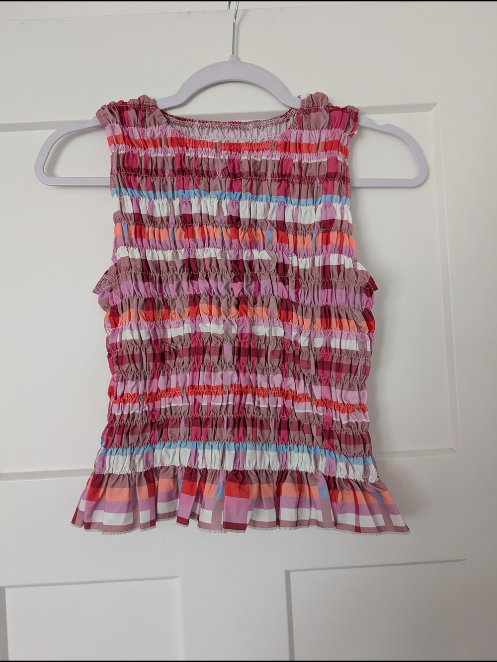 Pink Multicolor Smocked Tank Top Size Medium